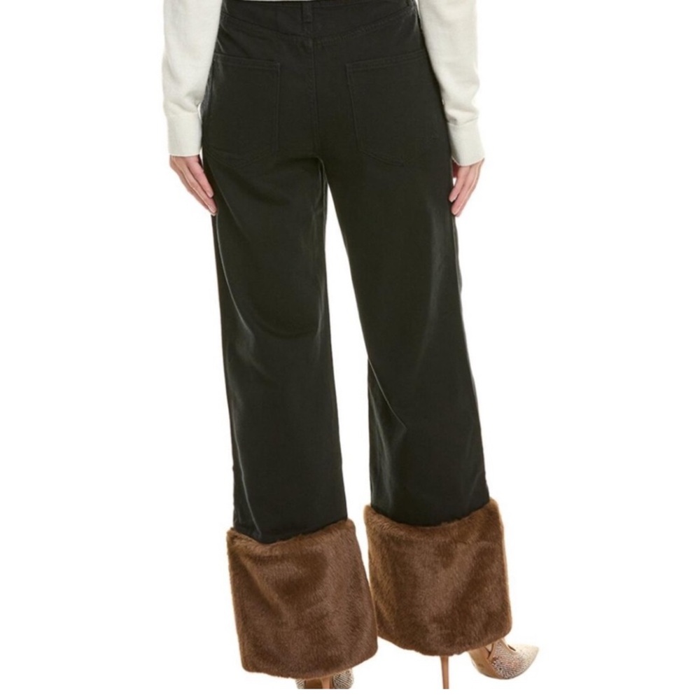 0856. Faux Fur Straight Leg Jeans - Picture 2 of 5